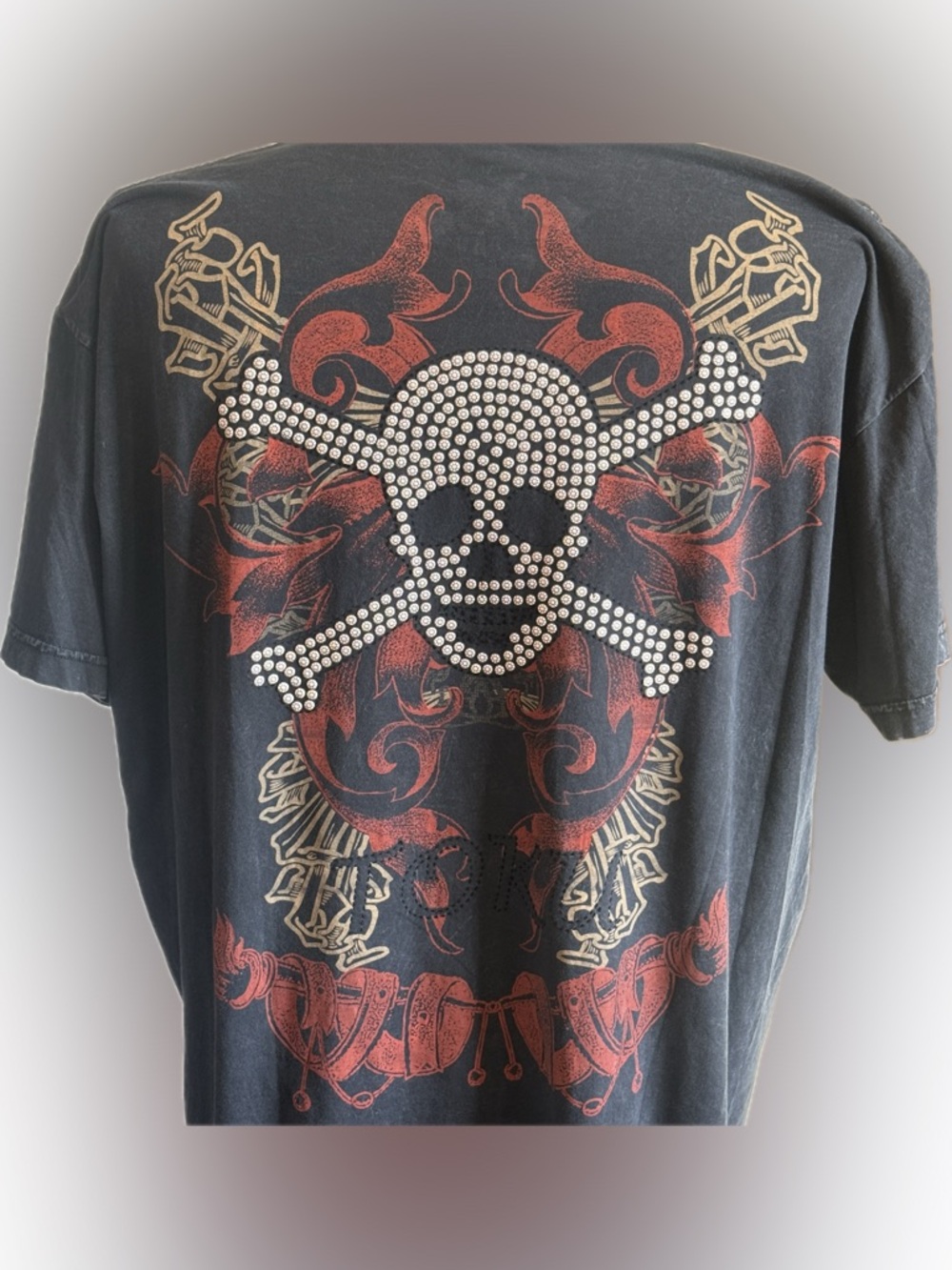 Toku SSK Skull 3D Rubber Stud Black Graphic Tee. Size XXL. Made USA